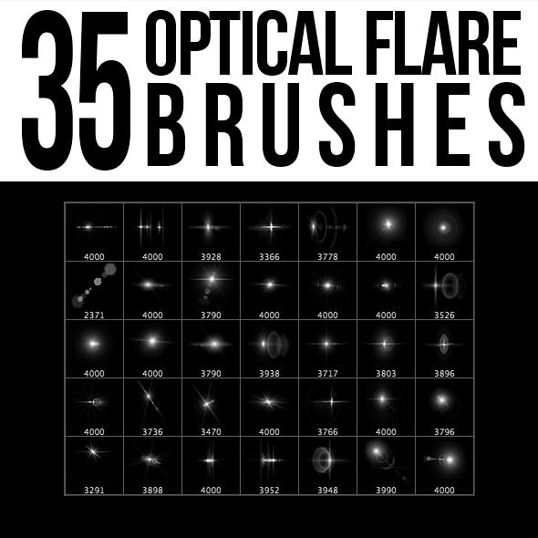 35 Optical Flare Brushes 590x590 30+ Free Flare and Light Photoshop Brushes Sets