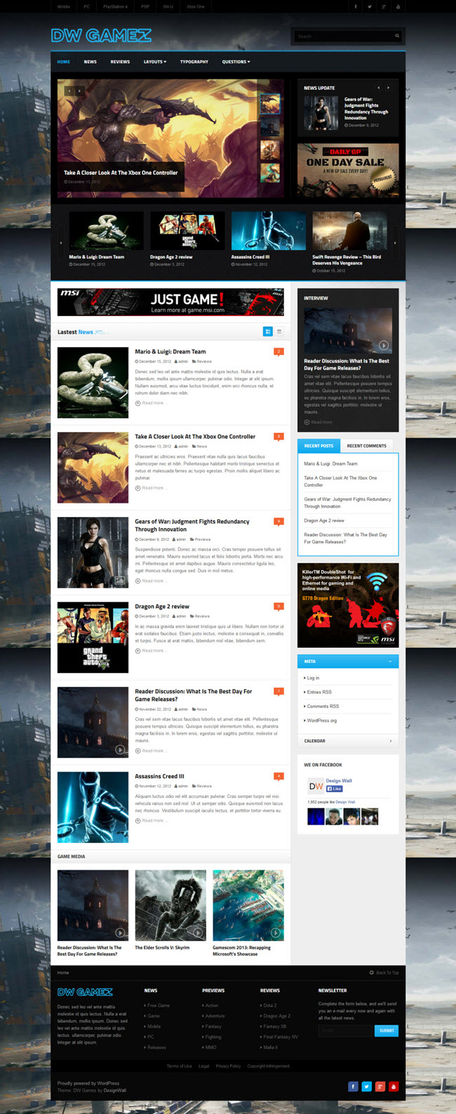 dw gamez screenshot Best WordPress Gaming Themes
