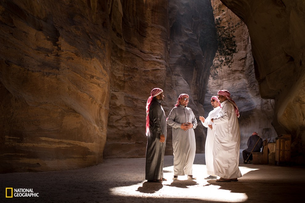 I was walking on my way back from Petra when I saw these gentlemen standing at the perfect light spot