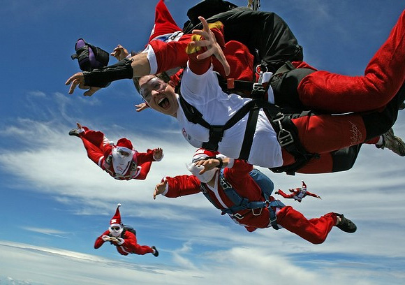 wallpaper skydiving. Santa Claus skydiving