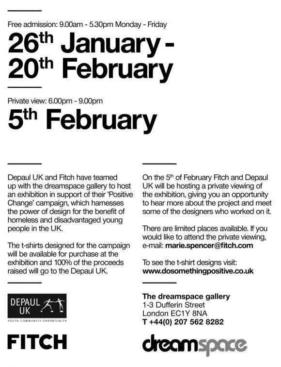 Depaul UK charity T shirts positive change invite 2 Depaul UK charity T shirts