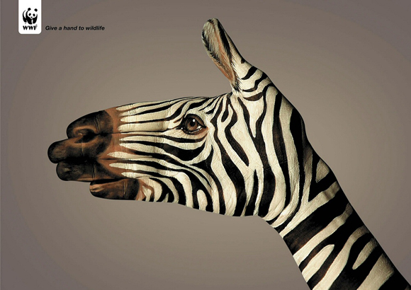 wwfzebre small give a hand to wildlife campaign
