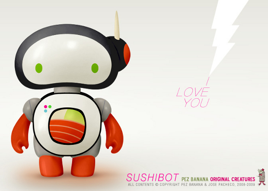 Pez BananaSushiBot img1 pic on Design You Trust Pez BananaSushiBot img1 Pez Banana Maki Sushi ‘Bot’ Series Available Now