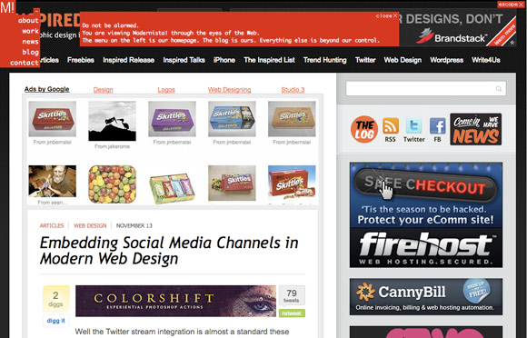 bigmodernista Embedding Social Media Channels in Modern Web Design