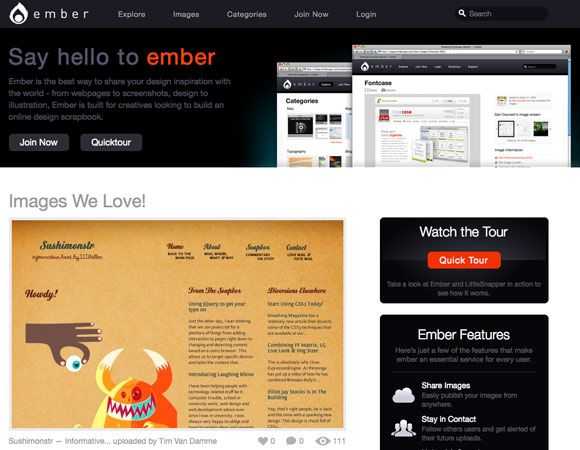 ember pic on Design You Trust ember 10 Amazing Tools for Sharing Visual Inspiration through Screenshots