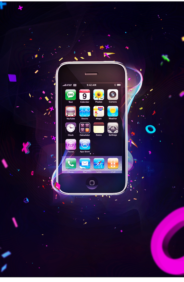600width 01 Combine 3D Geometric Shapes and Flowing Lines for a Sleek iPhone Ad