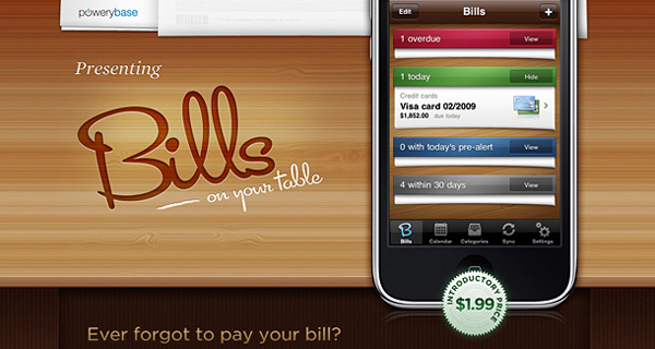 Best Designed iPhone Application Websites Bills 01 Best Designed iPhone Application Websites