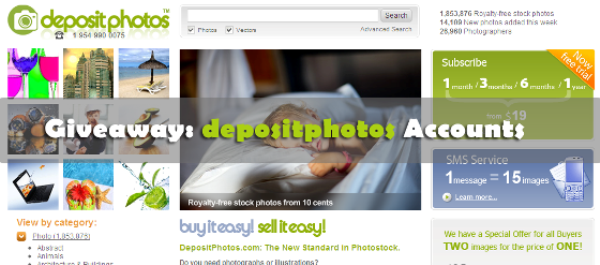 Giveaway contst: Depositphotos account with $30 credit