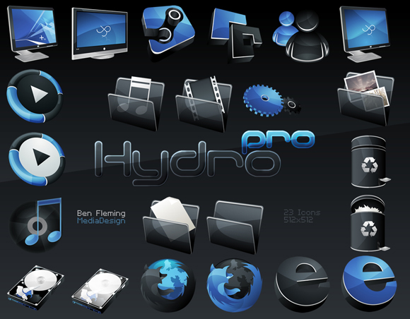 HydroPRO  HP  Dock Icon Set by MediaDesign 594 Fantastic Icons