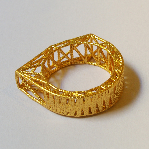 Gold Plated 3D Printed Structural Ring by Bits to Atoms IMGP4330e Gold Plated 3D Printed Structural Ring by Bits to Atoms