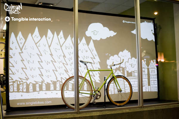 TING BikeWindow064 72dpi pic on Design You Trust TING BikeWindow064 72dpi Fixie window display art installation by Chairman Ting x Tangible Interaction