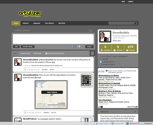 artylizer scr pic on Design You Trust artylizer scr artylizer creative micro blogging network. iPhone app with geolocation.