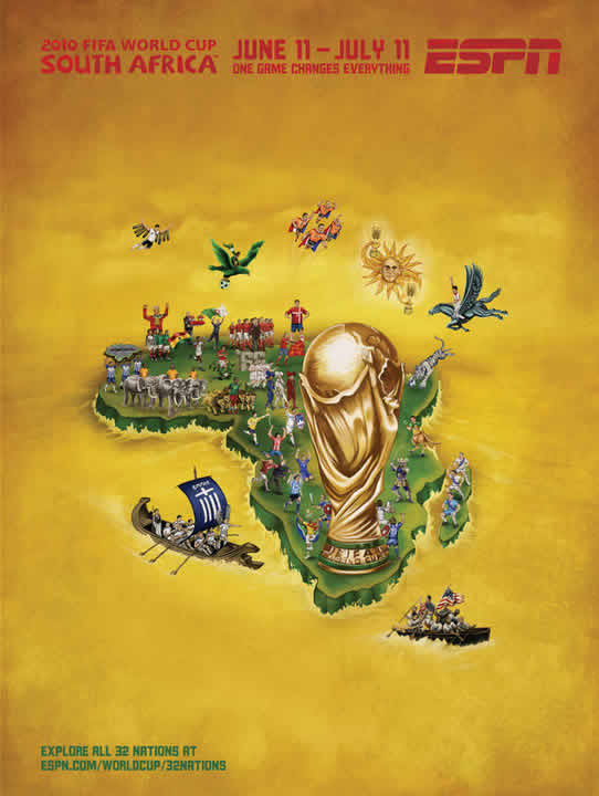espn 2010 FIFA World Cup Murals 32nations 33+ Fifa posters by ESPN agency