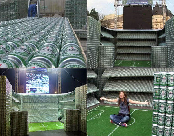 Heineken presents a replica of the Santiago Bernabéu stadium with 40,000 cans heinekenstadium Heineken presents a replica of the Santiago Bernabéu stadium with 40,000 cans