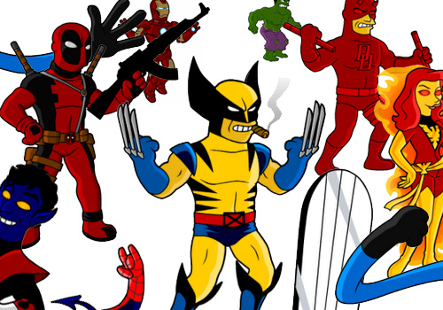 marvelspringfield pic on Design You Trust marvelspringfield MASHUP – 50 Marvel Super Heroes as Simpson’s characters