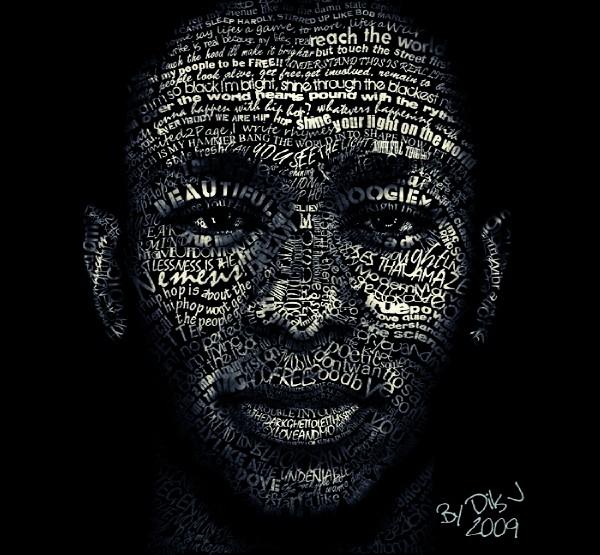 mos def lyric portrait by DilsJ pic on Design You Trust mos def lyric portrait by DilsJ 67 Wonderful Typographic Portraits