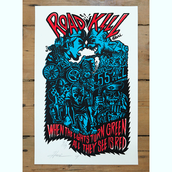 road 01 L Zombies in the East screen prints from Haniboi