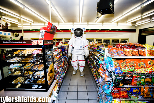spaceman pic on Design You Trust spaceman Tyler Shields Suit Series at MOMA?