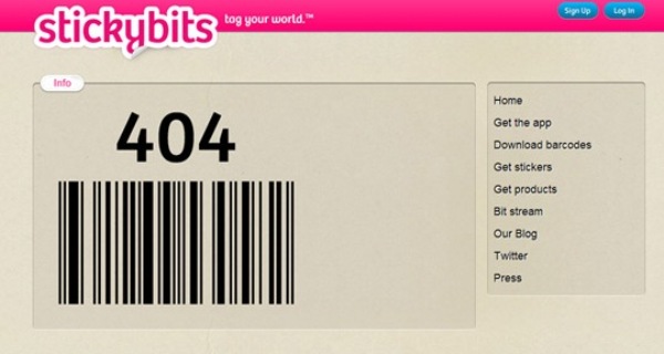 stickybits404errorpage Best examples of 404 error pages 