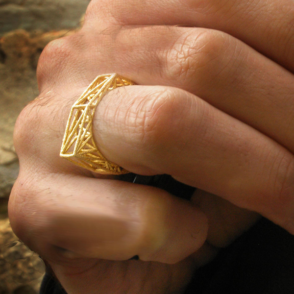 Gold Plated 3D Printed Structural Ring by Bits to Atoms structuralgoldedited Gold Plated 3D Printed Structural Ring by Bits to Atoms