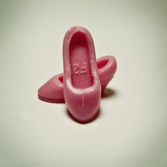 tiny pink 01 Photographs of tiny plastic shoes for dolls