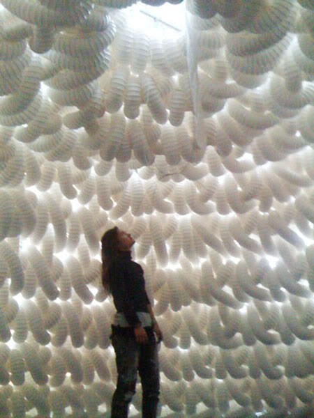 villa escamp 4 Wedding Chapel Made of White Ventilation Tubes