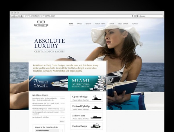 Cresta Motor Yachts website