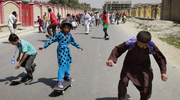 A Group Of Afghan Children Have A Go At Skateboarding Through The Capital Kabul, To Mark World Skateboarding Day.