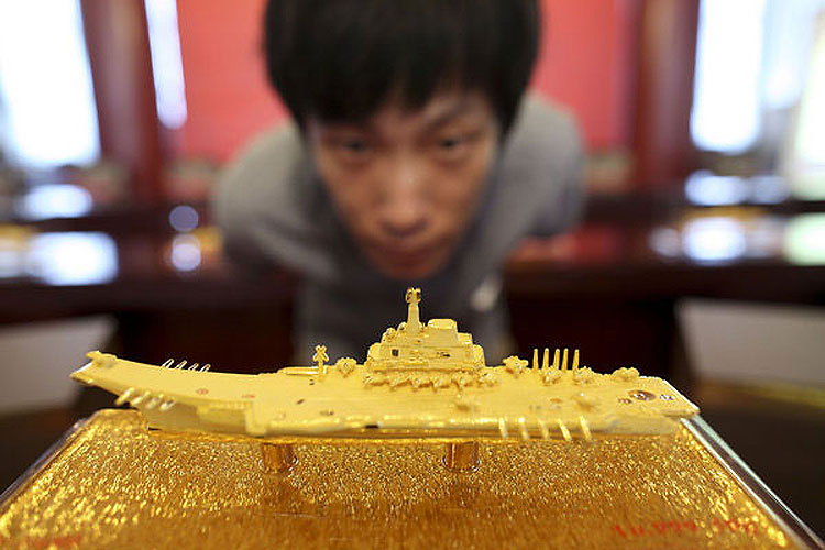 Golden Model Of Chinese Aircraft Carrier