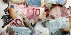 Burnt Euro Notes Exhibition