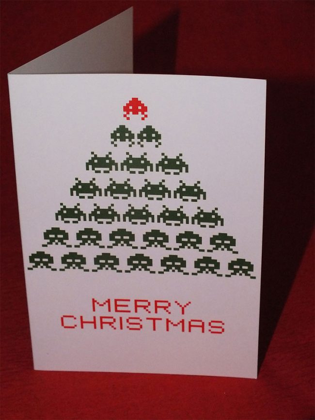 Space Invaders Christmas Card