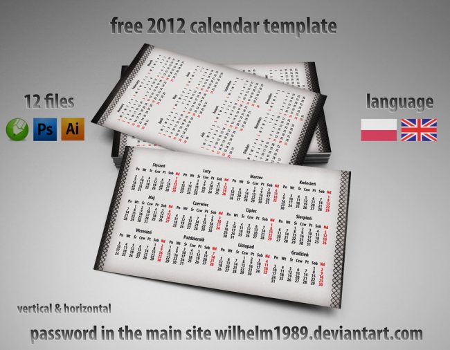 Free Business Card Calendar Template Ai Psd