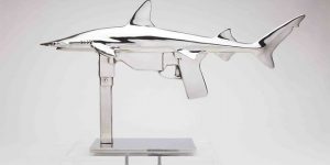 Surreal Metal Sculptures Of Shark-Shaped Guns Make For An Epic Combination