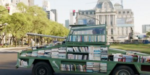 Artist Has Turned An Old Ford Falcon Into A Tank-Shaped Traveling Library