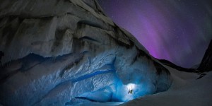 The Northern Lights set a Glacier Aglow