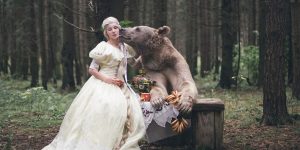 Two Russian Models Pose With A 1,400-Pound Bear