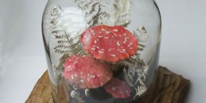 Life-Like Fly Agaric Mushrooms And A Fern Sculpted From Old Book Pages And Reclaimed Fabrics