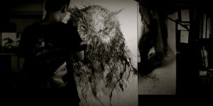 Explosive Splattered Ink Animal Murals by Hua Tunan
