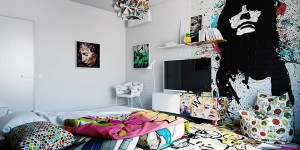 Half White, Half Graffiti: Designer Splits Hotel Room Into Two Worlds