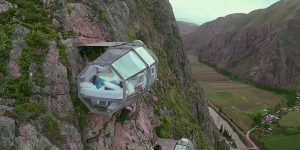 Terrifying See-Through Sleeping Capsules Hanging 400 Feet Above Peru’s Sacred Valley