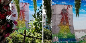 A Rainbow of Vegetation Consumes a 7-Story Building in a New Mural from ‘Blu’ in Rome