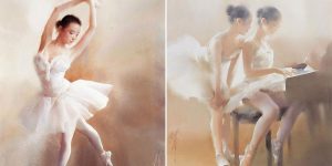 Sensitive Ballerina Watercolour Portraits By Liu Yi