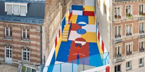 A Basketball Court Was Styled as a Malevich Painting in Paris