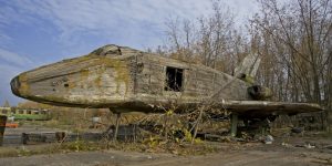 A Photographer Found An Abandoned Wooden Model Of Russian Buran Spacecraft