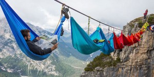Adventurers Relax in Hammocks Hanging Hundreds of Feet Above Ground