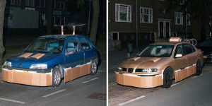 This Guy Uses Cardboard As His Artistic Tools And People's Cars As His Canvas