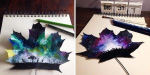Artist Creates Incredible Paintings Using Fallen Autumn Leaves as Canvases