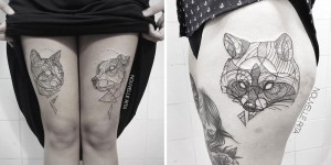 Artistic Animal Tattoos Made with Exquisitely Bold Contour Lines