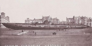 U-118, a World War One Submarine Washed Ashore on the Beach at Hastings, England