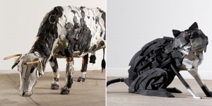 This Artist Made A Collection Of Farm Animal Sculptures From Unconventional Materials Like Shoes, Mops, And Leather Bags